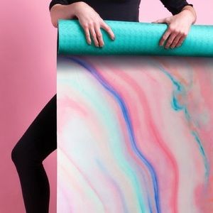 Popflex active rainbow cream vegan suede yoga mat